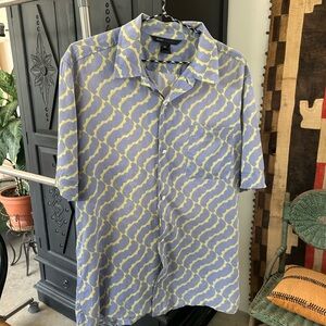 Marc Jacobs Unisex Short Sleeve Button Down Shirt Purple Yellow Abstract Medium